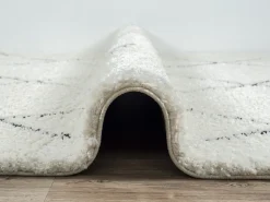 Alfombra Bahar Shaggy moderna patrón rombos, negro blanco, 80 x 150 cm