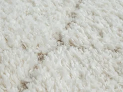 Alfombra Bahar Shaggy patrón rombos, crema, 80 x 150 cm
