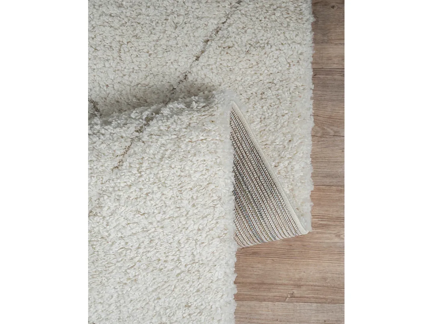 Alfombra Bahar Shaggy patrón rombos, crema, 80 x 150 cm