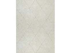 Alfombra Bahar Shaggy patrón rombos, crema, 240 x 340 cm