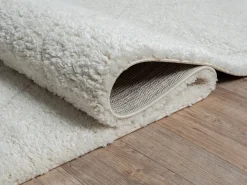 Alfombra Bahar Shaggy patrón rombos, crema, 240 x 340 cm