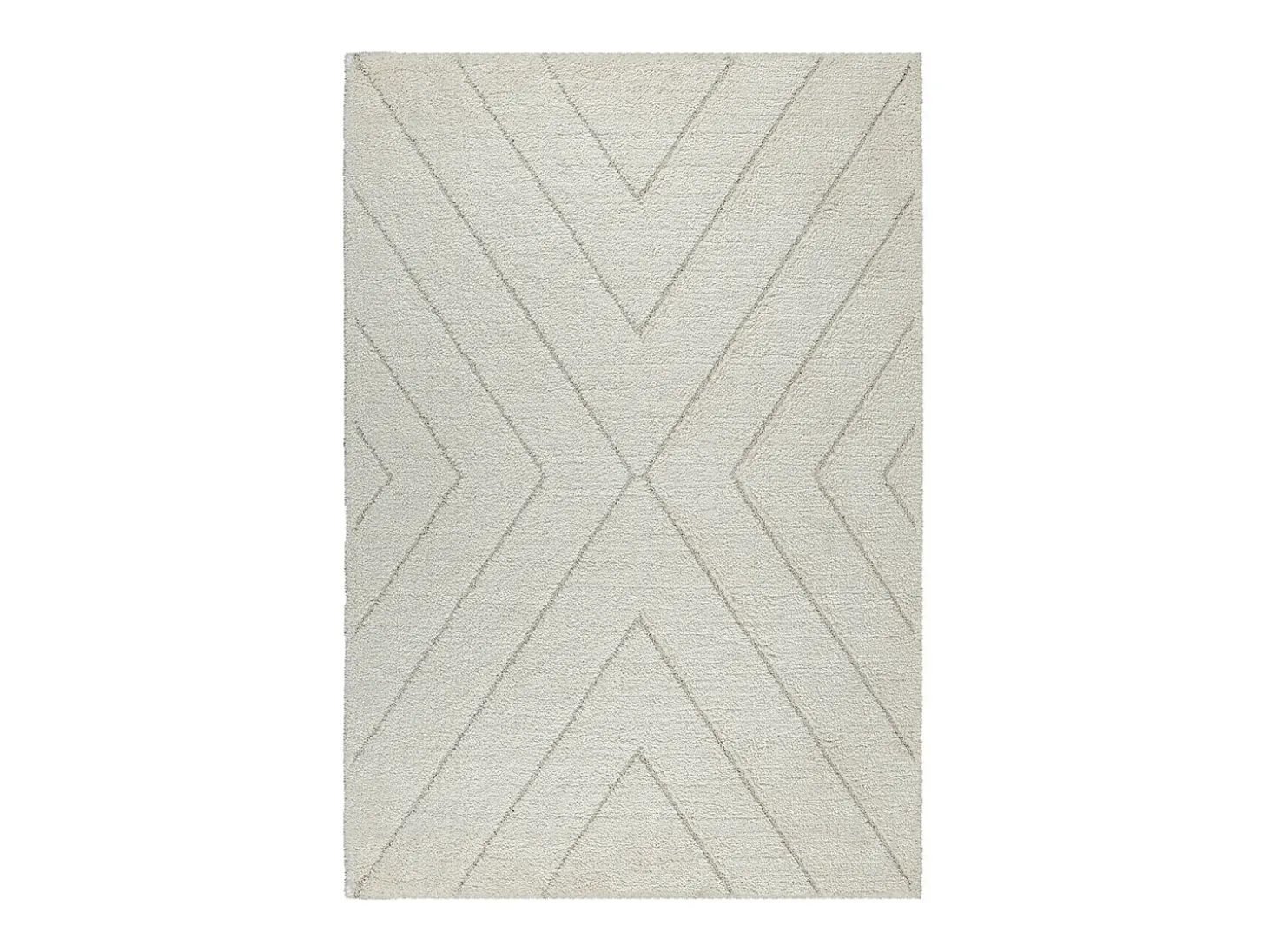 Alfombra Bahar Shaggy patrón triángulos, crema, 120 x 170 cm