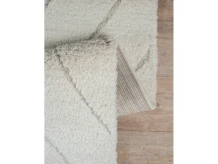 Alfombra Bahar Shaggy patrón triángulos, crema, 120 x 170 cm