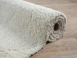 Alfombra Bahar Shaggy patrón rombos, crema, 140 x 200 cm