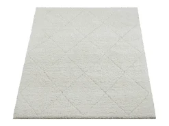 Alfombra Bahar Shaggy patrón rombos, crema, 120 x 170 cm