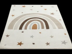Alfombra Beat Kids Moderna Infantil Arcoíris Estrellas Pastel - Crema - 140x200 cm