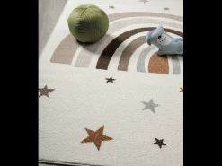 Alfombra Beat Kids Moderna Infantil Arcoíris Estrellas Pastel - Crema - 120x170 cm