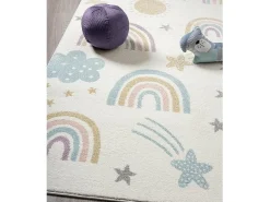 Alfombra Beat Kids Moderna Suave Infantil - Crema - 160 cm Redonda