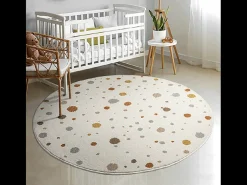 Alfombra Beat Kids Moderna Bebé Niña Niño - Crema - 160 cm Redonda