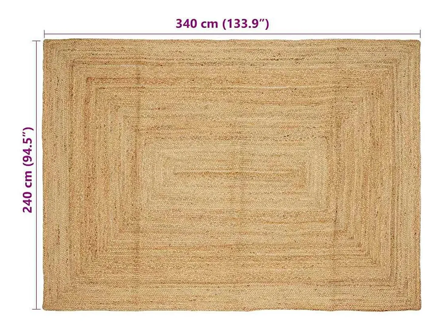 Alfombra beige 240 x 340 cm Yute