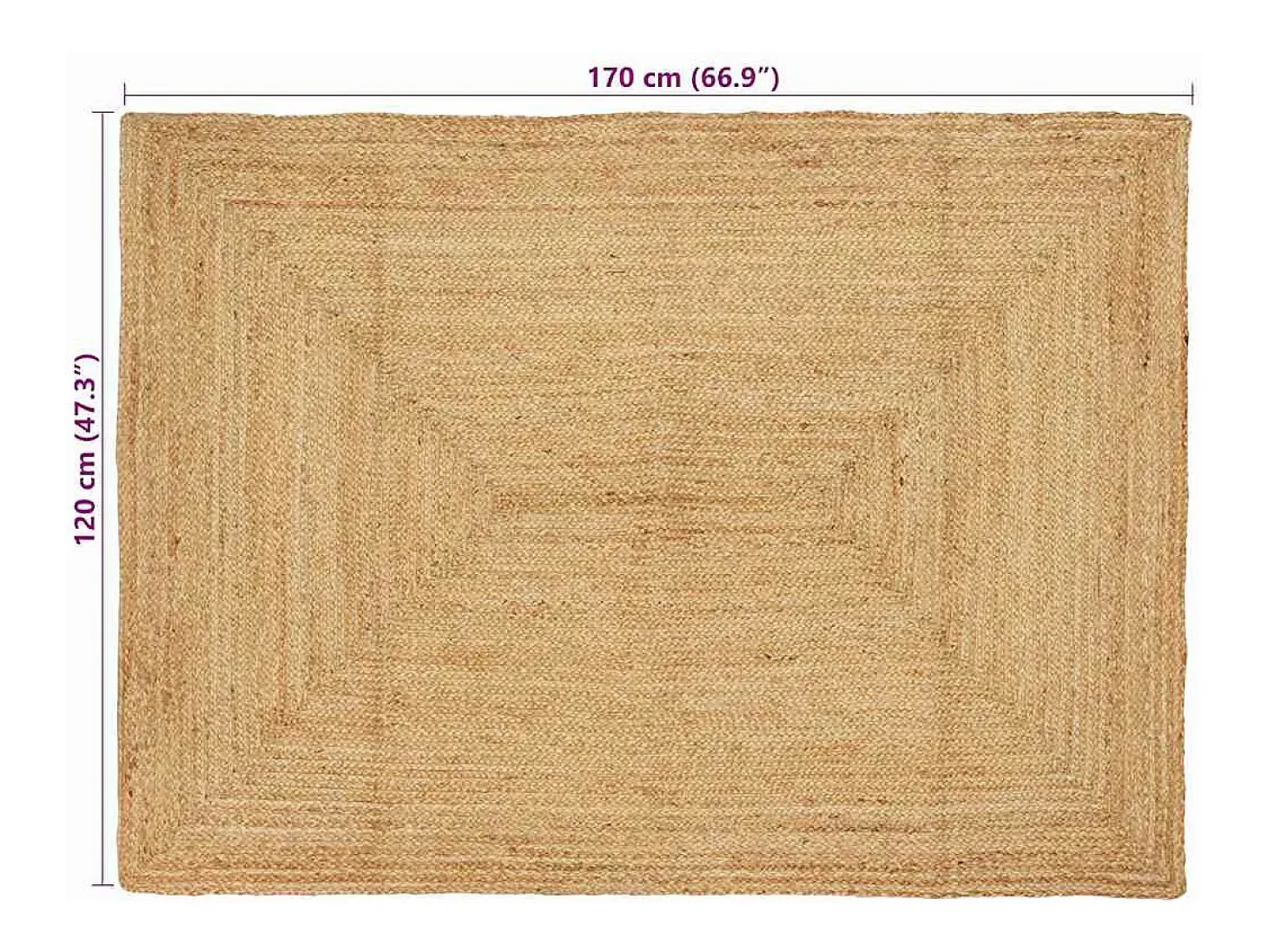 Alfombra beige 120 x 170 cm Yute