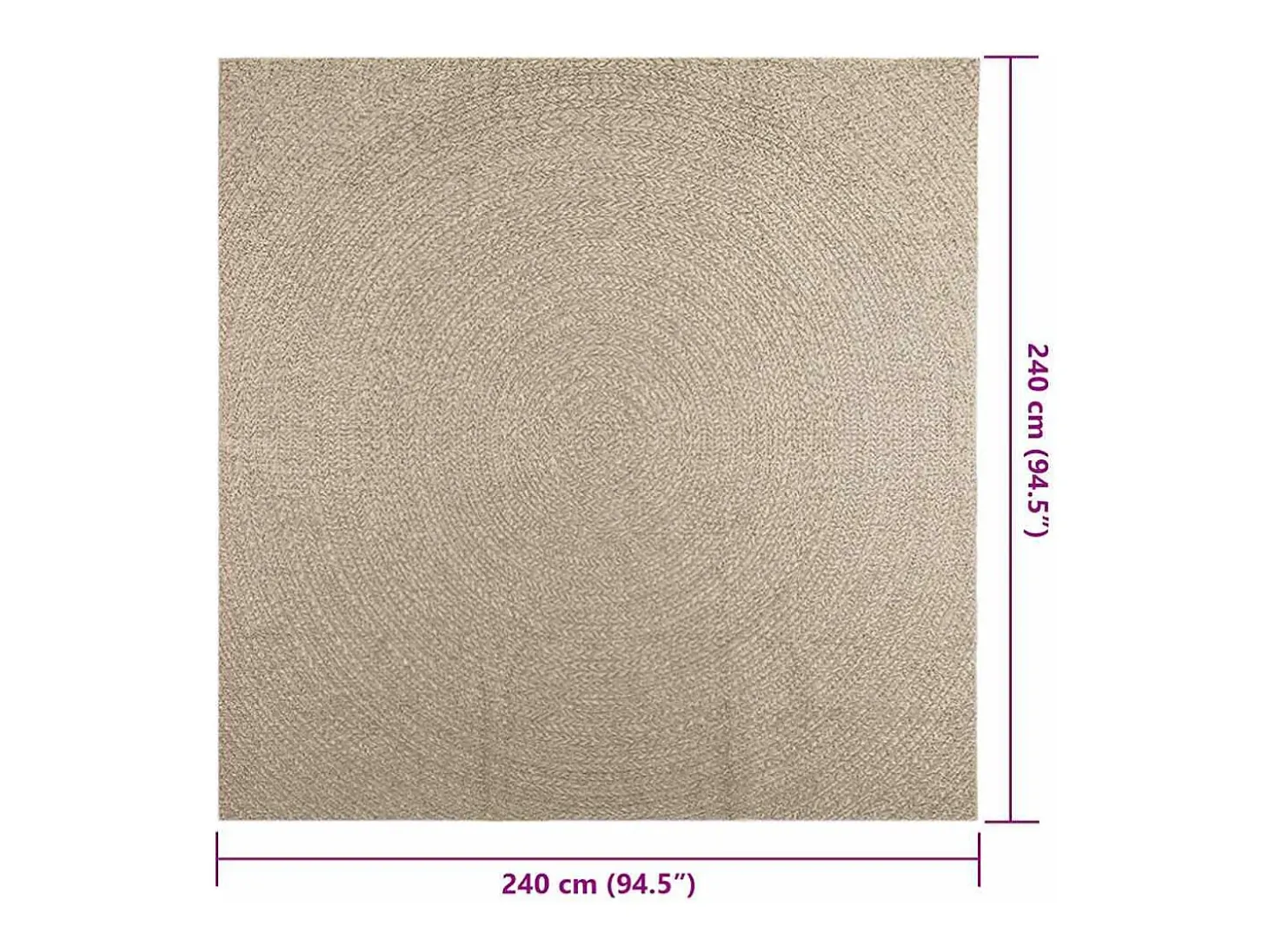 Alfombra beige ZIZUR 240x240 cm efecto yute para interior y exterior