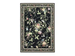 Alfombra con borde y motivos florales 160x230 cm Negro Flomi