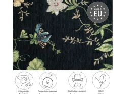 Alfombra con borde y motivos florales 160x230 cm Negro Flomi