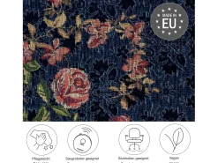 Alfombra con borde y motivos florales 70x120 cm Azul Flomi