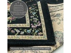 Alfombra con borde y motivos florales 200x290 cm Negro Flomi