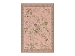 Alfombra con borde y motivos florales 60x90 cm Rosa Flomi