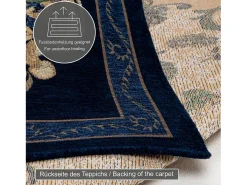 Alfombra con borde y motivos florales 120x180 cm Azul Flomi