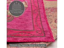 Alfombra con borde y motivos florales 120x180 cm Rosa Flomi