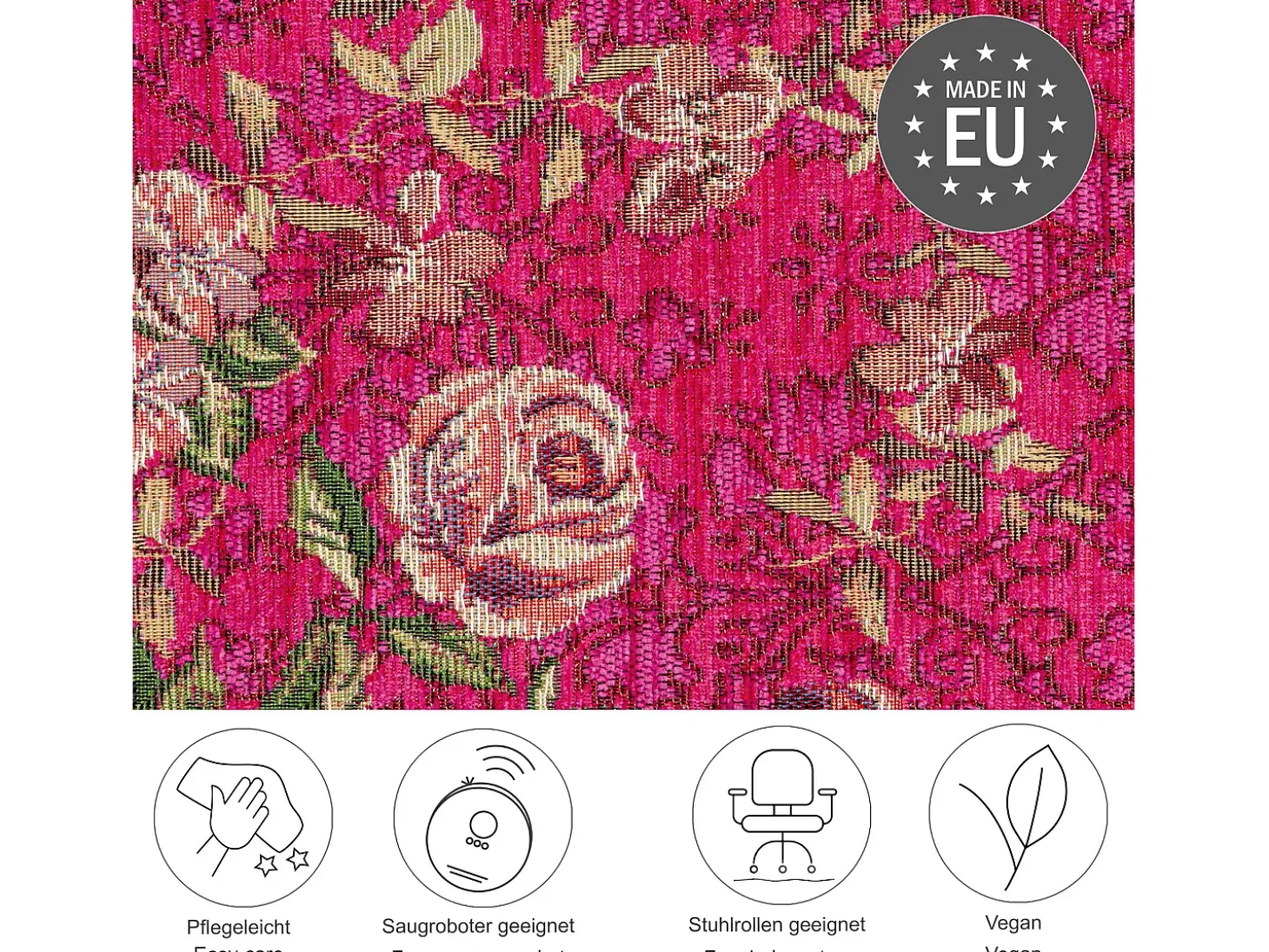 Alfombra con borde y motivos florales 120x180 cm Rosa Flomi