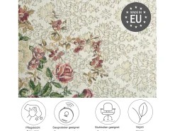 Alfombra con borde y motivos florales 120x180 cm Beige Flomi