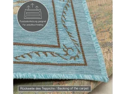 Alfombra con borde y motivos florales 80x150 cm Turquesa Flomi