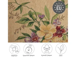 Alfombra con borde y motivos florales 200x290 cm Beige Flomi