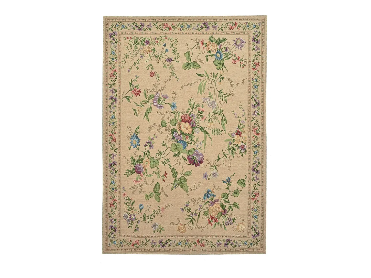 Alfombra con borde y motivos florales 200x290 cm Beige Flomi