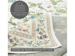 Alfombra con borde y motivos florales 160x230 cm Crema Flomi