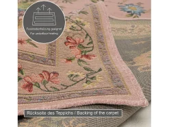 Alfombra con borde y motivos florales 160x230 cm Rosa Flomi