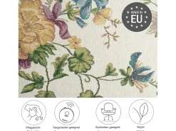 Alfombra con borde y motivos florales 200x290 cm Crema Flomi