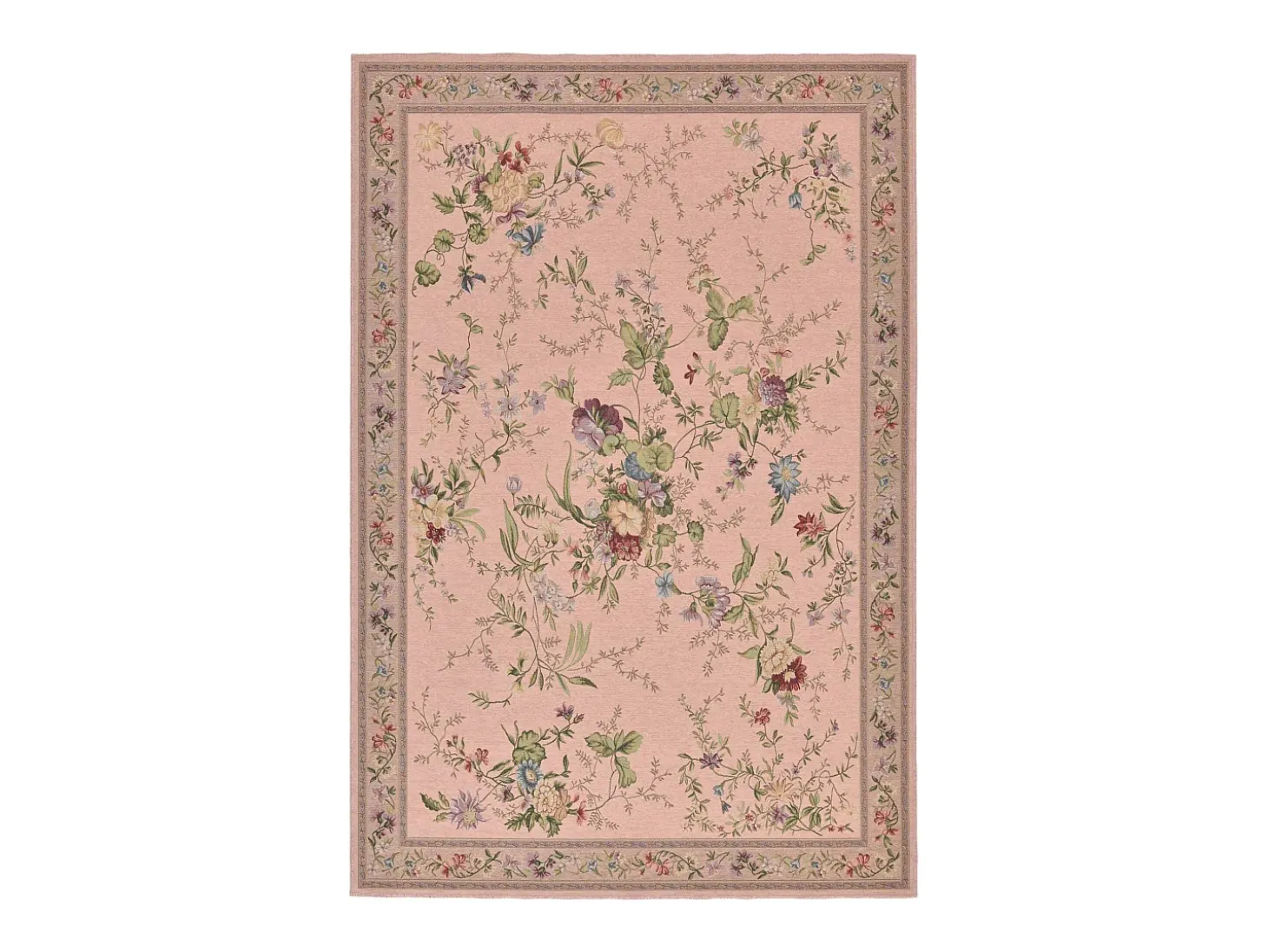 Alfombra con borde y motivos florales 120x170 cm Rosa Flomi