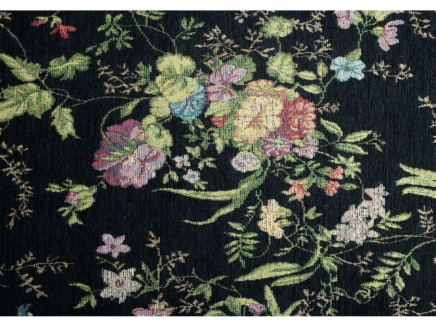 Alfombra con borde y motivos florales 70x400 cm Negro Flomi