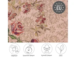 Alfombra con borde y motivos florales 80x150 cm Rosa Flomi