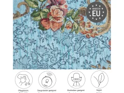 Alfombra con borde y motivos florales 200x290 cm Turquesa Flomi