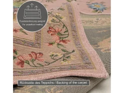 Alfombra con borde y motivos florales 70x400 cm Rosa Flomi