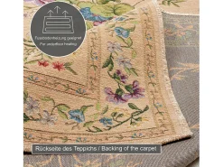 Alfombra con borde y motivos florales 120x170 cm Beige Flomi