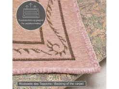 Alfombra con borde y motivos florales 200x290 cm Rosa Flomi