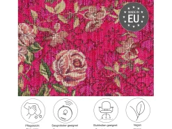 Alfombra con borde y motivos florales 70x120 cm Rosa Flomi