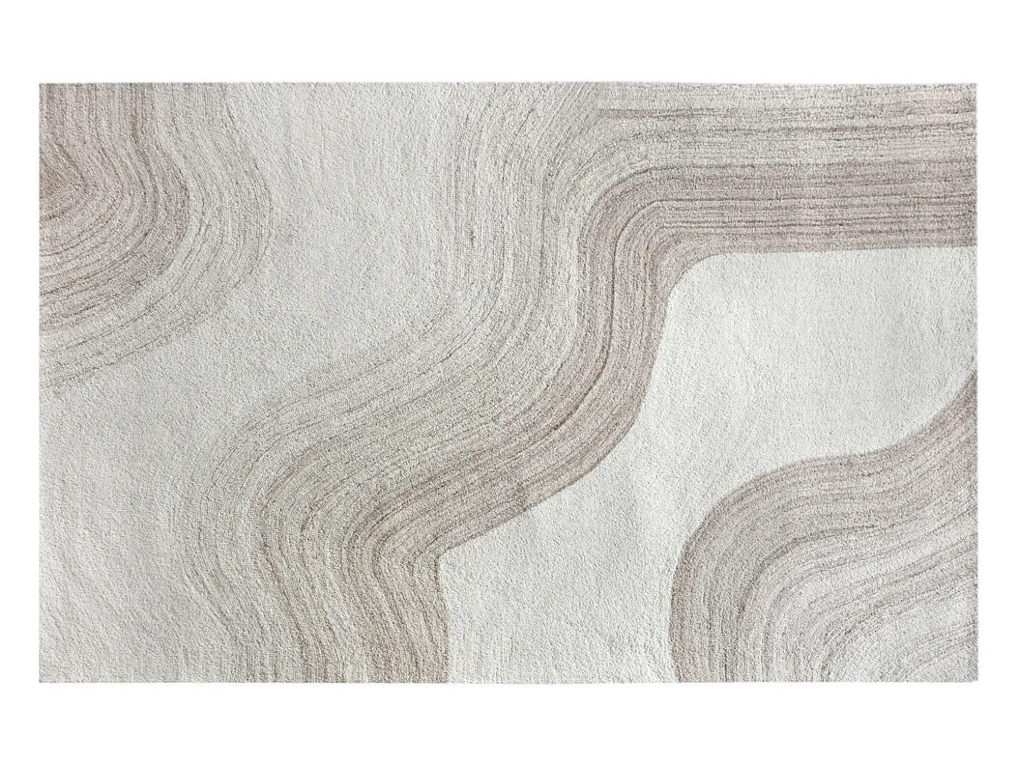Alfombra con motivo abstracto 100% lana - 200 x 290 cm - 1800g/m2 - Marfil y beige - AZARIA