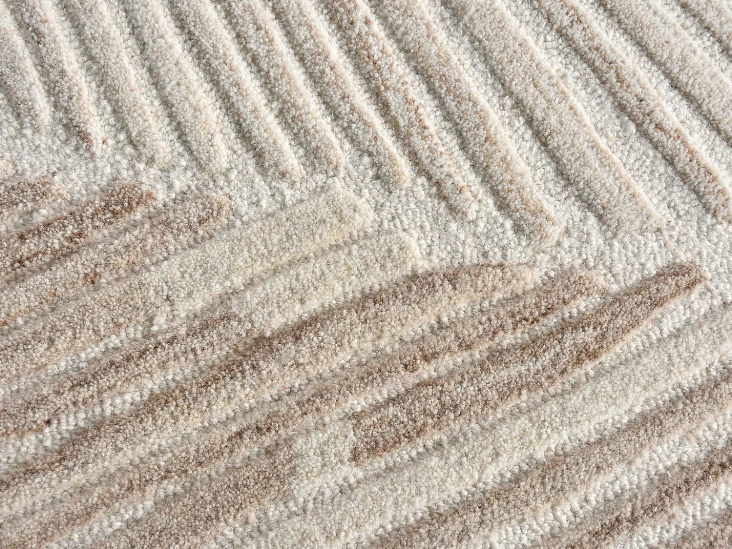 Alfombra con relieve 100% lana hecha a mano - 160 x 230 cm - 2200g/m2 - Marfil - SERAPHINA