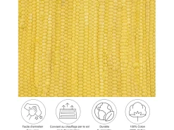 Alfombra de algodón tejida a mano y reversible 90x160 cm Amarillo Happy Cotton