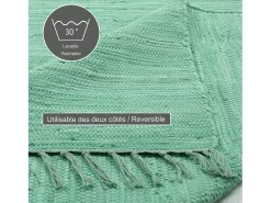 Alfombra de algodón tejida a mano y reversible 90x160 cm Menta Happy Cotton