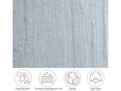Alfombra de algodón tejida a mano y reversible 120x180 cm Gris Happy Cotton