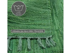 Alfombra de algodón tejida a mano y reversible 160x230 cm Verde oscuro Happy Cotton