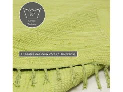 Alfombra de algodón tejida a mano y reversible 70x140 cm Verde Happy Cotton