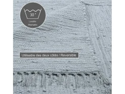 Alfombra de algodón tejida a mano y reversible 90x160 cm Gris Happy Cotton