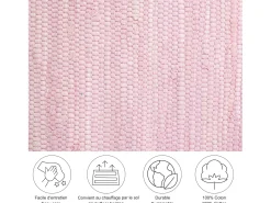 Alfombra de algodón tejida a mano y reversible 120x180 cm Rosa Happy Cotton
