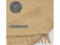 Alfombra de algodón tejida a mano y reversible 70x140 cm Naturaleza Happy Cotton