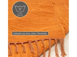 Alfombra de algodón tejida a mano y reversible 60x120 cm Terracota Happy Cotton